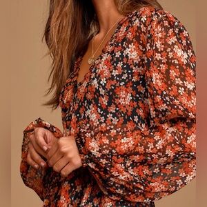Lulus Brand Sweet Moments Black Floral Print Sheer
Long Sleeve Top